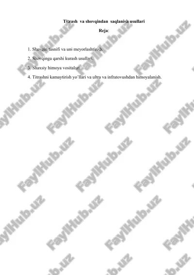 titrash va shovqindan saqlanish usullari — DOCX