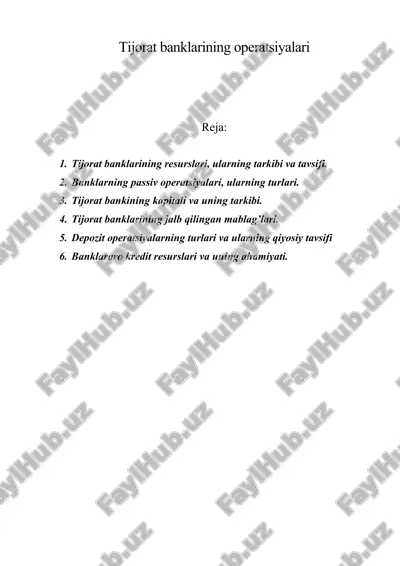 tijorat banklarining operatsiyalari — DOC