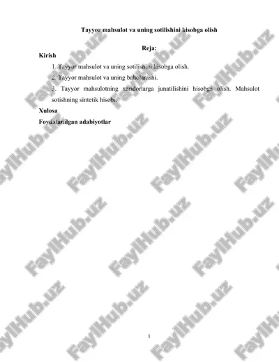 tayyor mahsulot va uning sotilishini hisobga olish — DOC