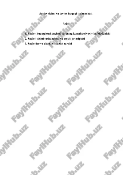 saylov tizimi va saylov huquqi tushunchasi — DOC