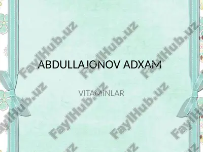 vitaminlar — PPTX