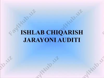 ishlab chiqarish jarayoni auditi — PPTX