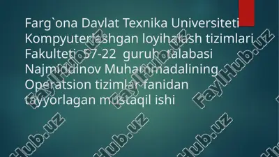 mobil operatsion tizimlar bo'yicha doimiy kurs — PPTX