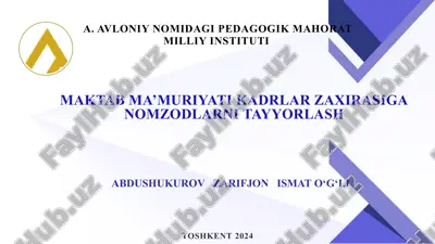 maktab ma’muriyati kadrlar zaxirasi — PPTX