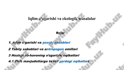 iqlimo‘zgarish va ekologik masalalar — PPTX