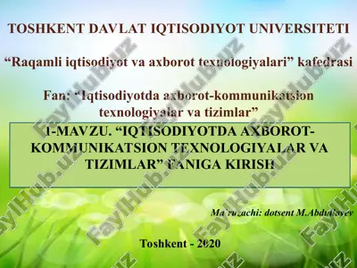 iqtisodiyotda axborot-kommunikatsion texnologiyalar va tizimlar — PPT
