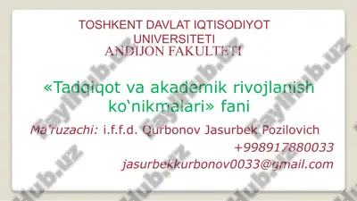 toshkent davlat iqtisodiyot universiteti — PPTX