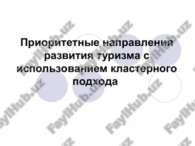prioritetnie napravleniya razvitiya turizma s ispolzovaniem klasternogo podxoda — PPT