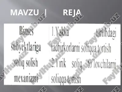 yuridik shaxslar uchun yakkatartibdagitadbirkorlar haqida konspekt — PPTX