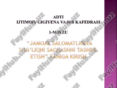 jamoat salomatligi va sog'likni saqlashini tashkil etish — PPT