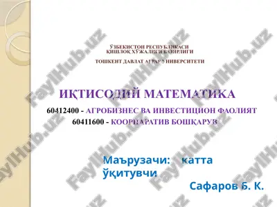 agrobiznes va investitsion faoliyat — PPTX