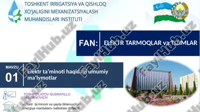 elektr tarqatish va tizimlar — PPTX