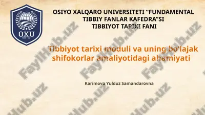 tibbiyot tarixi — PPTX