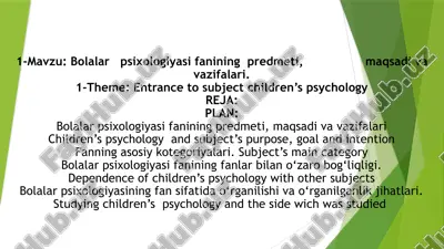 bolalar psixologiyasi fani — PPTX