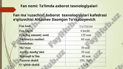 ta’limda axborot texnologiyalari — PPT