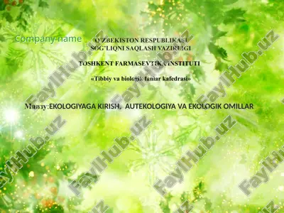 ekologiyaga kirish — PPTX