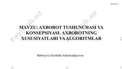 axborot tushunchasi va konsepsiyasi — PPTX