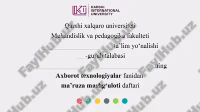qarshi xalqaro universiteti muhandislik va pedagogika fakulteti — PPTX
