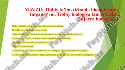 tibbiy biologiya faniga kirish — PPTX