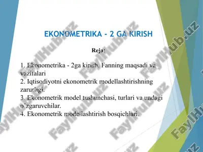 ekonometrika - 2 ga kirish — PPT
