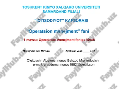 operatsion menedjment faniga kirish — PPTX
