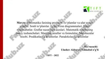 matematika fanining predmeti — PPT