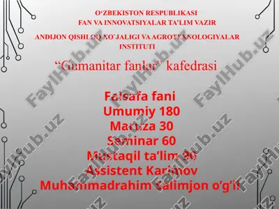falsafa fanining predmeti, mazmuni va jamiyatdagiroli — PPTX