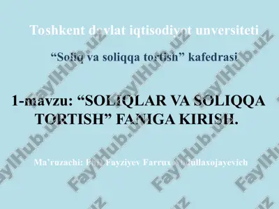 soliqlar va soliqqa tortish — PPT