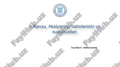 aksiyaning baholanishi va xususiyatlari — PPTX