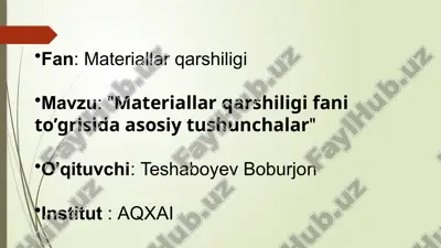 materiallar qarshiligi faniti — PPTX