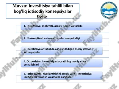 investitsiya tahlili bilan bog‘liq iqtisodiy konsepsiyalar — PPTX