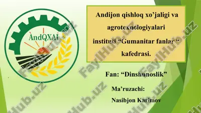 dinshunoslik fanining tarixiy va jamiyatvachaxs ma'naviyati — PPTX