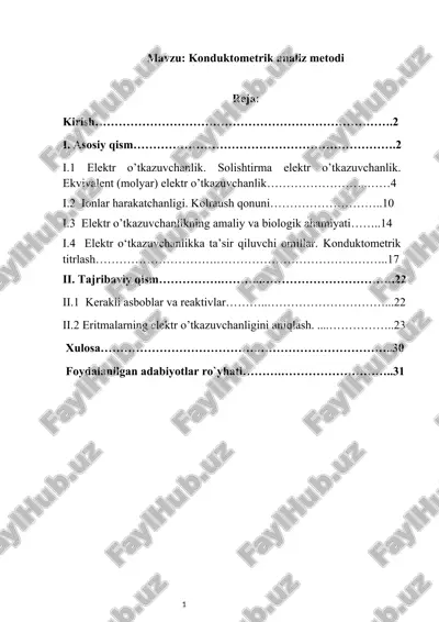 konduktometrik analiz metodi — DOCX