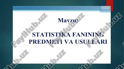statistika fanining predmeti va usullari — PPTX