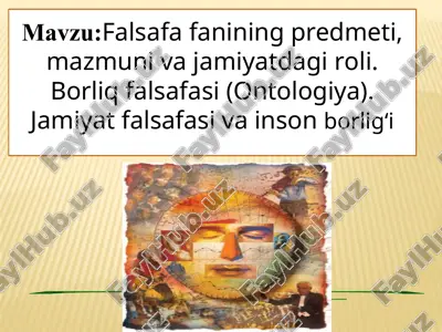falsafa fanining predmeti, mazmuni va jamiyatdagiroli — PPTX