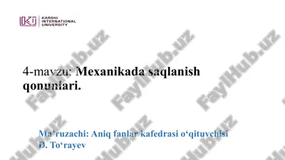 mexanika dasaqlanish qonunlari — PPTX