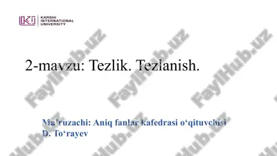 tezlik va tezlanish — PPTX