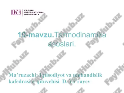 termodinamika asoslari — PPT