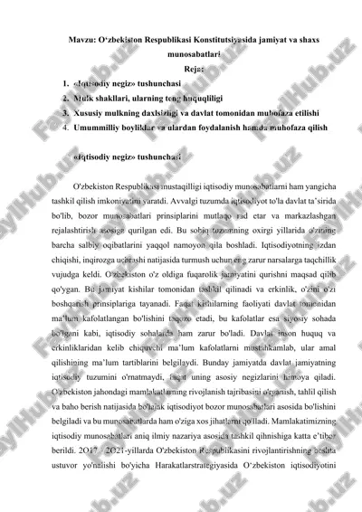o‘zbekiston respublikasi konstitutsiyasida jamiyat va shaxs munosabatlari — DOCX