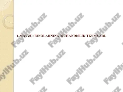 binolarning muhandislik tizimlari — PPT