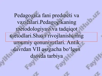 pedagogika fani va vazifalari — PPT