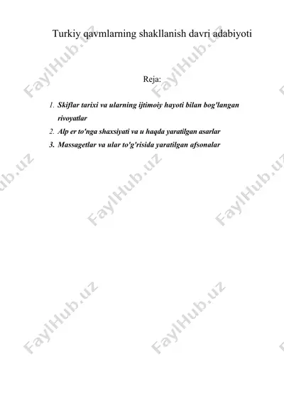 turkiy qavmlarning shakllanish davri adabiyoti — DOC