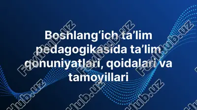 boshlang‘ich ta’lim pedagogikasida ta’lim qonuniyatlari, qoidalari vatamoyillari — PPTX