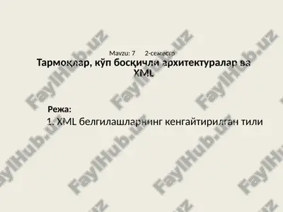 xml belgilar — PPTX