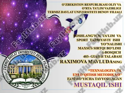 texnologiya va uni o'qitish metodikasi — PPTX