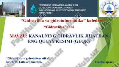 gidravlik jihatdan eng qulay kanal kesimi (gek) — PPTX