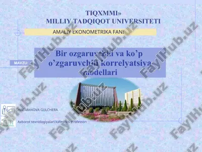 bir ozgaruvchili va ko’p o’zgaruvchili korrelyatsiyamodellari — PPT