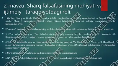 qadimgi sharq va g‘arb falsafasi — PPTX