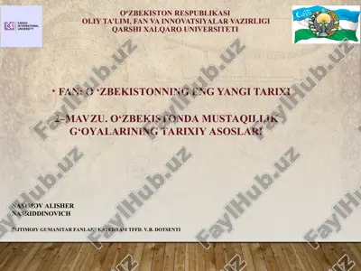 o‘zbekistonda mustaqillik g‘oyalarining tarixiy asoslari — PPT