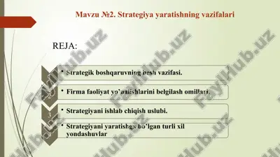 strategiya yaratishning vazifalari — PPTX